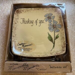 Carson Thinking of You Plate with Blue Flowers Writeable memorable moments New